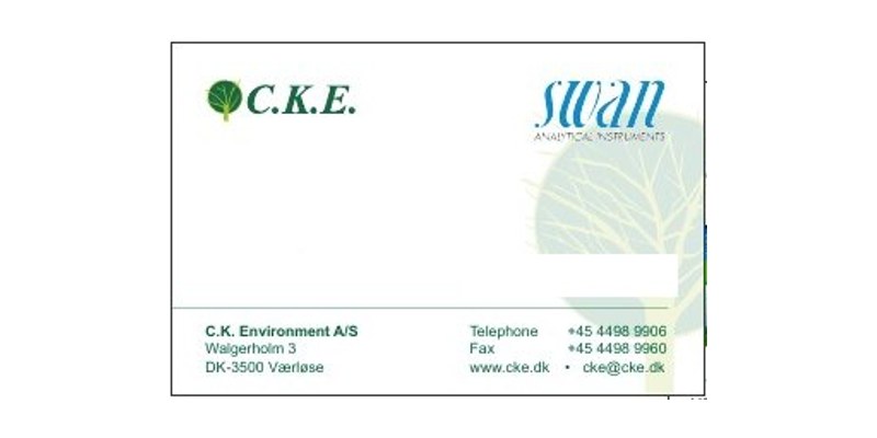Visitkort med CKE-logoet